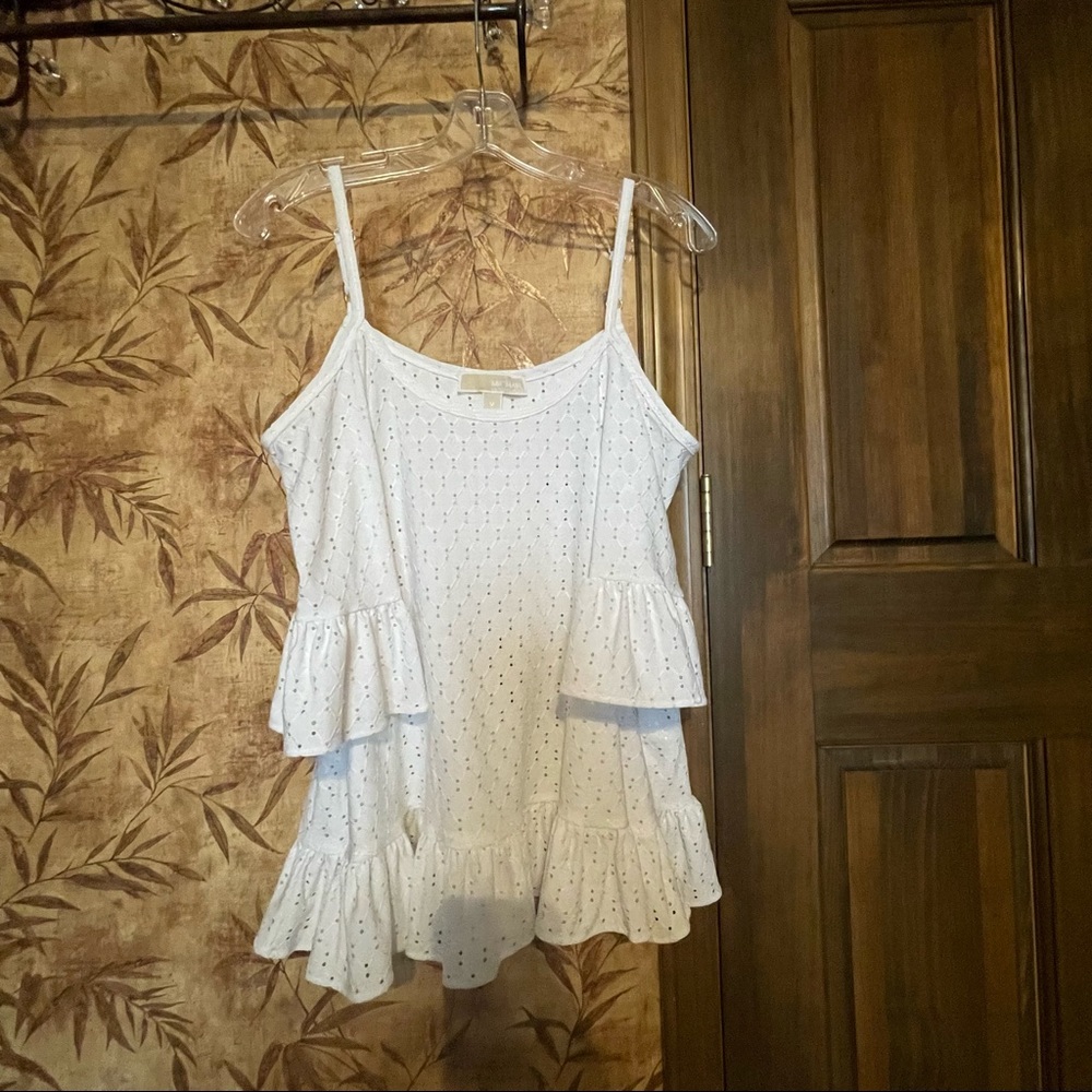 Michael Kors cold shoulder top in WHITE